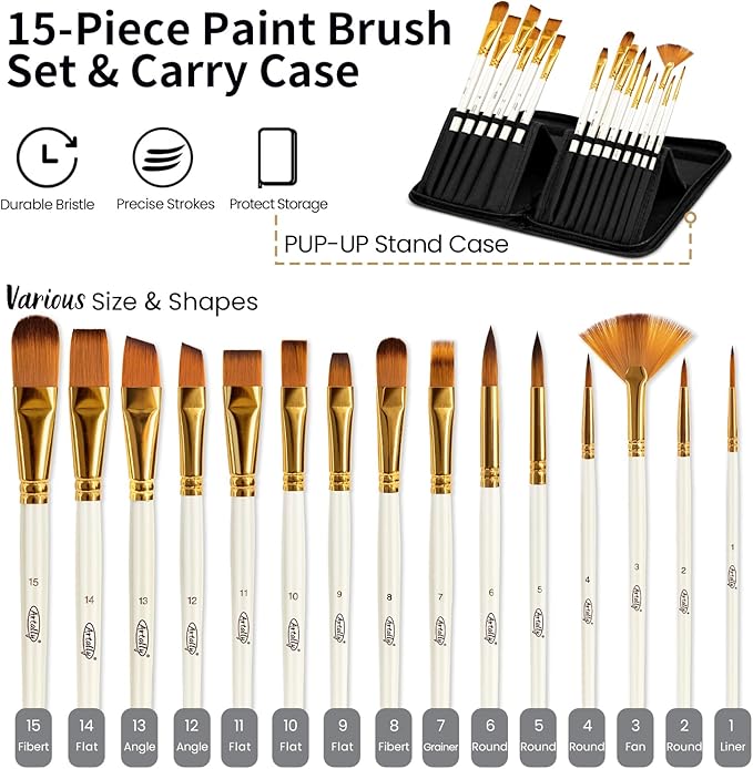 86-Piece Acrylic Painting Kit with Tabletop Easel, 48 Colors Acrylic Paint Set, Paint Brush Set & Case, Brush Basin & Art Apron, Complete Art Supplies Painting Set for Adults, Artists, Beginners