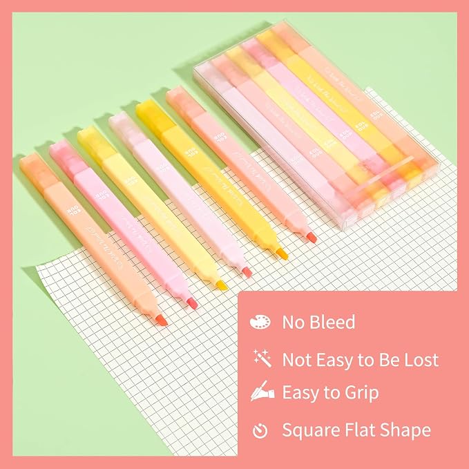 konket 12Pcs Aesthetic Bible Pastel Highlighters and Pens no bleed Cute Highlighters Double Ended Highlighter for and Office Journal