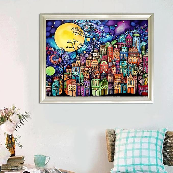 Meothan Diamond Art Kits for Adults Dream Town Diamond Painting Kit 12x16in