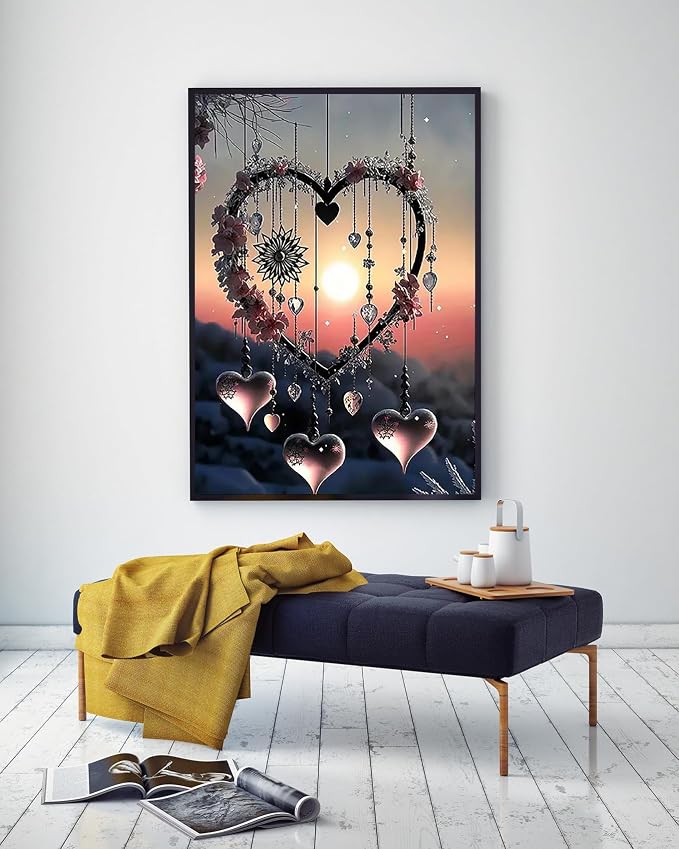 Love Heart Diamond Painting Kits for Adults, 5D Diamond Art Kits for Adults