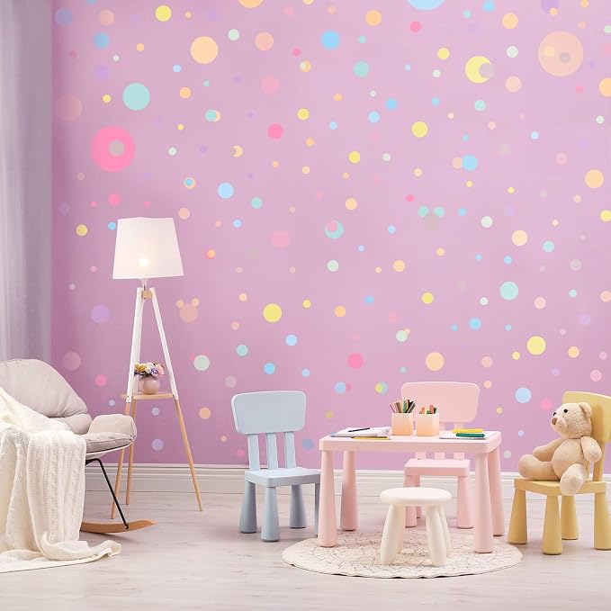 Zonon 264 Pcs Polka Dot Wall Stickers, Colorful Peel and Stick Kids Room