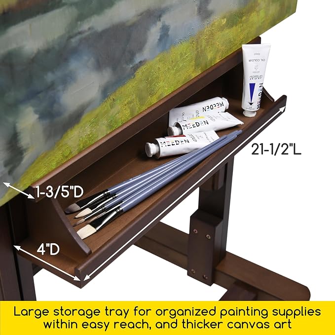 MEEDEN Extra Large Art Easel: H-Frame Wooden Heavy Duty Painting Easel | Solid Beech Wood Artist Professional Easel - Studio Painting Easel Stand with 4 Wheels, Hold Max 82" - Walnut