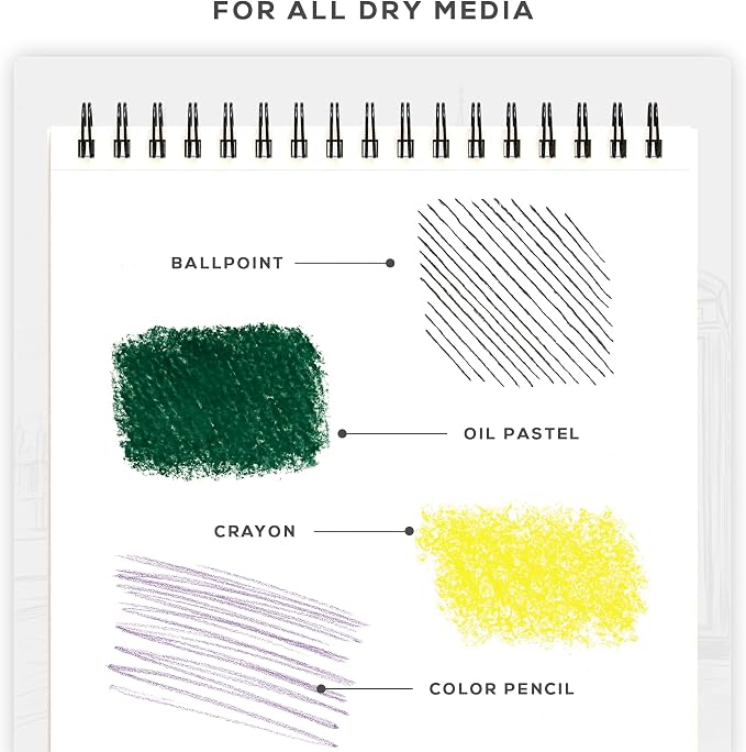 Beechmore Books 9x12 Top Spiral Sketchbook 140 GSM 100 Perforated Pages | Acid-Free White Paper, Artist Sketch Pad & Drawing Notebook, Art Supplies for Adults, Artists, Students & Teens