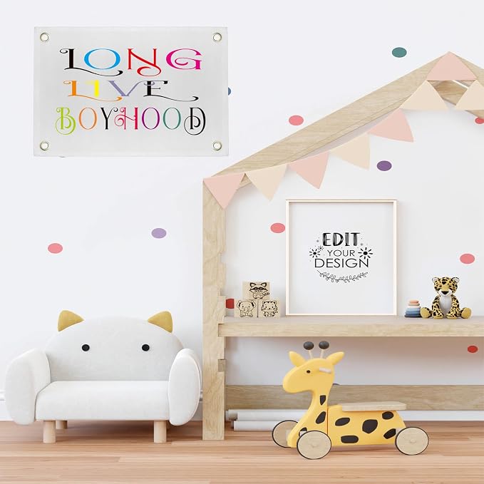 Premium Blank Canvas Banner 30"x20"| 12oz Fabric Canvas Banner Wall hanging Art for DIY Kids Room Decor, Birthday Backdrops & Educational Play | Safe for Toddlers & Infants & Nursery