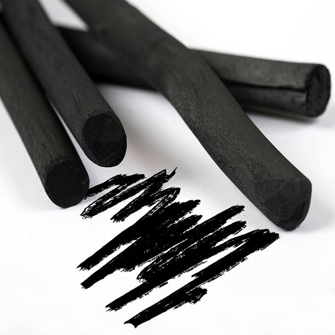 Willow Charcoal Sticks, 18-21MM Jumbo Willow Charcoal Pencils for Artists, Beginners, Students, 2 Pcs Natural Charcoal Stick for Sketching, Drawing, and Shading