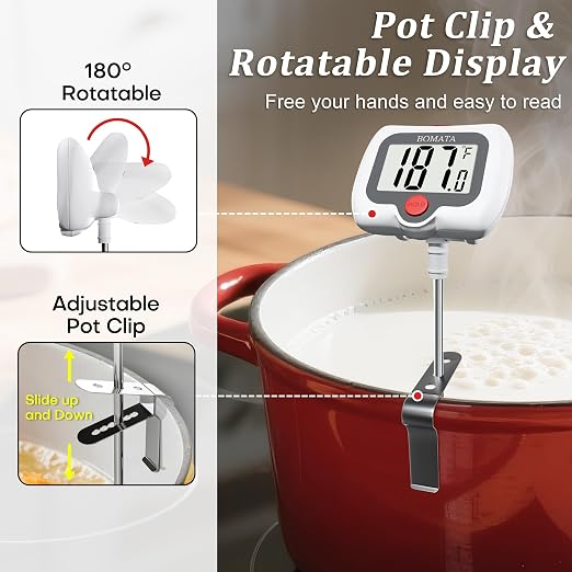 BOMATA Digital Candy Thermometer with Pot Clip, Deep Fry Oil Thermometer