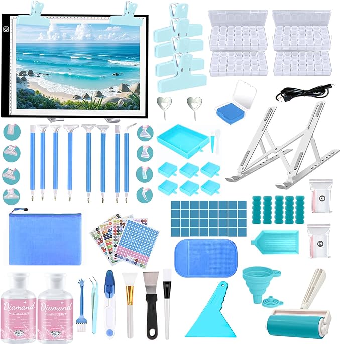 DNSGOOR 244Pcs Diamond Art Accessories Kit with A3 LED Light Pad