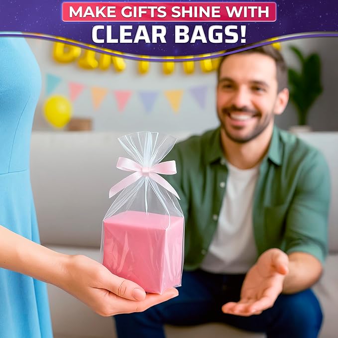 PalaYou 200 Pcs Clear Shrink Wrap Bags 4x6, PVC Film, for Small Items | Heat Shrink Bags; Soap Wrappers, Bath Bomb Packaging, Cookie Wrap; Dust & Moisture Covers, Sealable; for Crafts and Gifts
