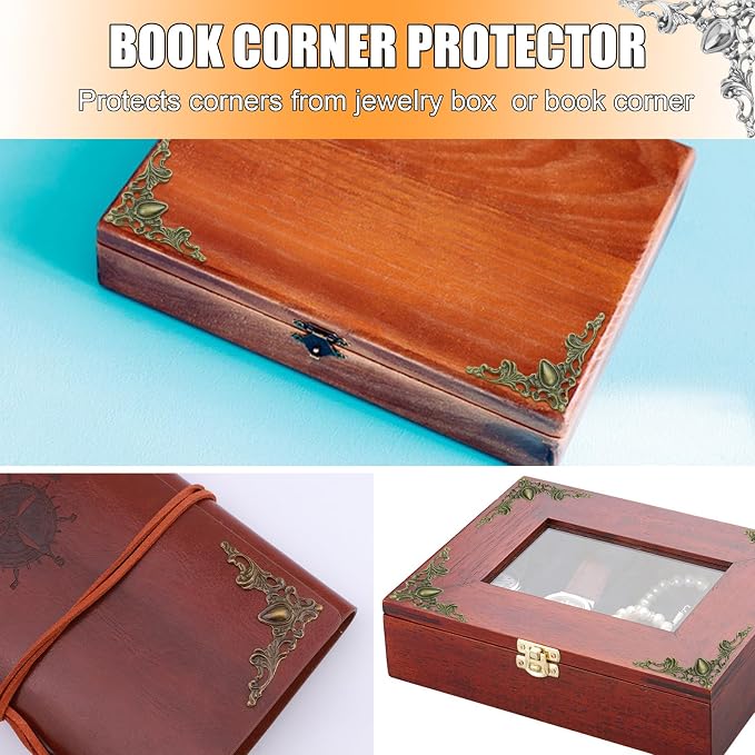 Olldag 100 PCS Metal Book Corners Protectors Edge Cover for Album Scrapbook