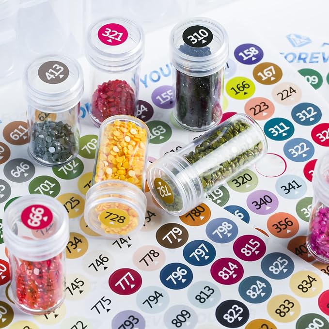 Foreveryoung 6-Pack Diamond Art Storage Containers, 360-Grid Bead Organizer | Store your diamond art beads neatly with the organizer, keeping diamonds tidy. Diamonds not included. Includes free labels.