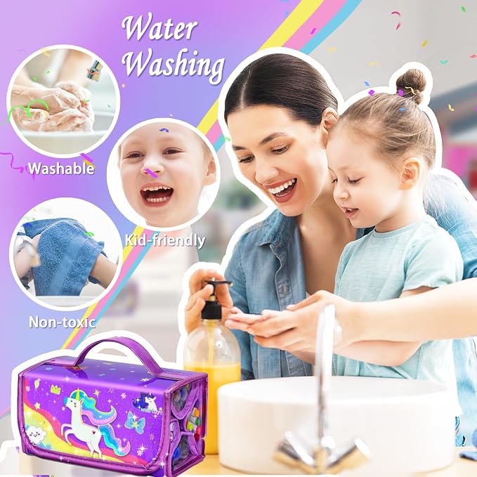 56 PCS Washable Scented Markers Set with Glitter Pencil Case, Kids Art Set