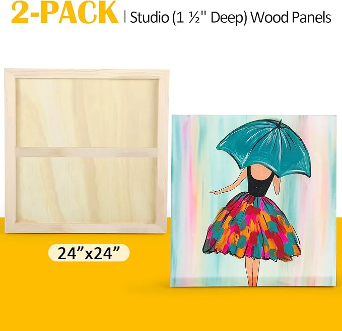Falling in Art 2 Pack 24x24'' Unfinished Gallery Birch Wood Canvas Panels ﻿