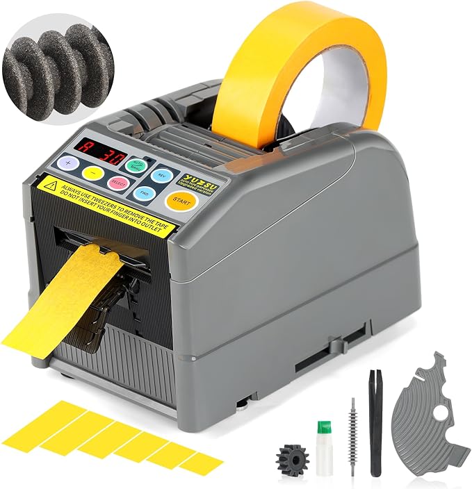 2026 Upgraded Ceramic Roller Upgraded Ribbon Cutting Machine, Automatic Tape Dispenser, 6-60 mm Width, 5-999 mm Length, Ideal for Business & Home