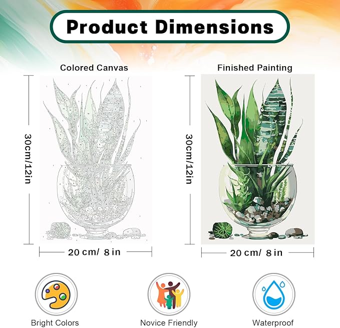 Paint by Numbers Kit for Adults Beginner with Wooden Frame, Plants Framed Adult Paint by Number Kits on Canvas, DIY Easy Acrylic Watercolor Oil Paint by Number for Adults for Home Decor Gift 8x12 Inch