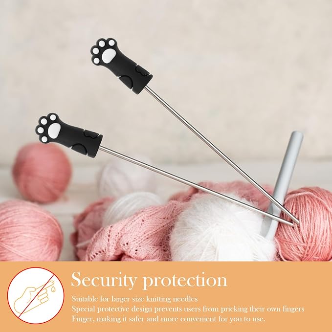 12 PCS Cat Paw Knitting Needle Stoppers,Silicone Needle Minders,Stitch Stoppers for Knitting Needles Knitted Needles Point Protectors for Small Knitted Accessories Supplies fit Size 11-17(8mm-12.75mm)