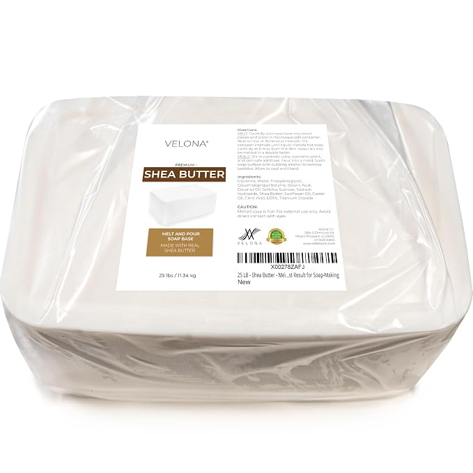 velona 25 lb - Shea Butter Soap Base, Melt & Pour, SLS/SLES Free