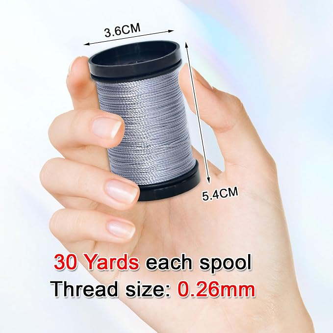 30 Yards Heavy Duty Extra Strong Upholstery Nylon Sewing Thread for Machine, Home, Hand, Craft, and Denim Leather，Color：Grey
