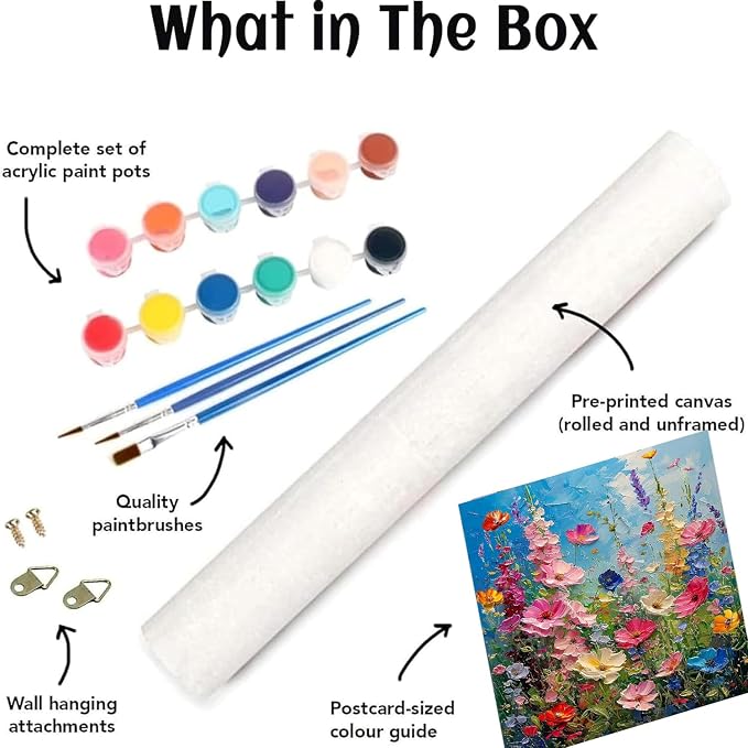 2 Pack Flowers Paint by Numbers Kit for Adults Beginner (Without Frame)