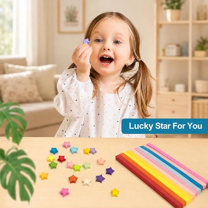 2430 Sheets Stars Paper Strips, 3 Packs Double Side Origami Star Paper, Lucky Star Strips , Star Origami Paper for DIY / Hand Crafts (Flowers)
