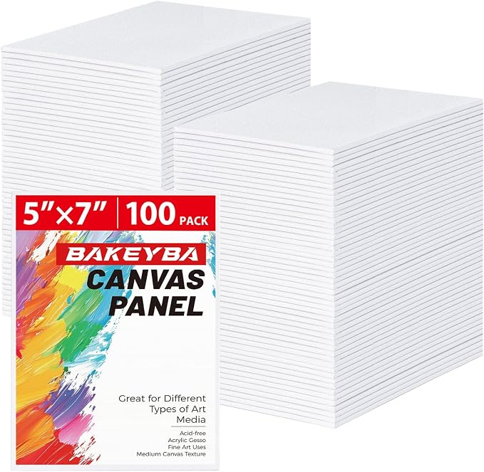 100 Pack 5x7 Inch Small Canvas Boards for Kids Painting | Blank Canvas Panels White 100% Cotton for Acrylics Oil Watercolor Tempera Paints Art Class Supplies