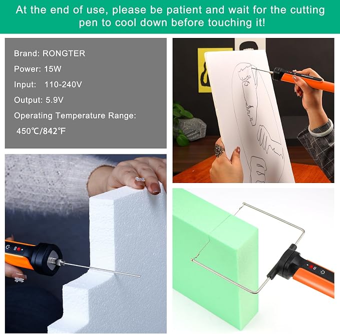 Hot Wire Electric Foam Cutter, 15W Styrofoam Cutter(Bagged Orange)
