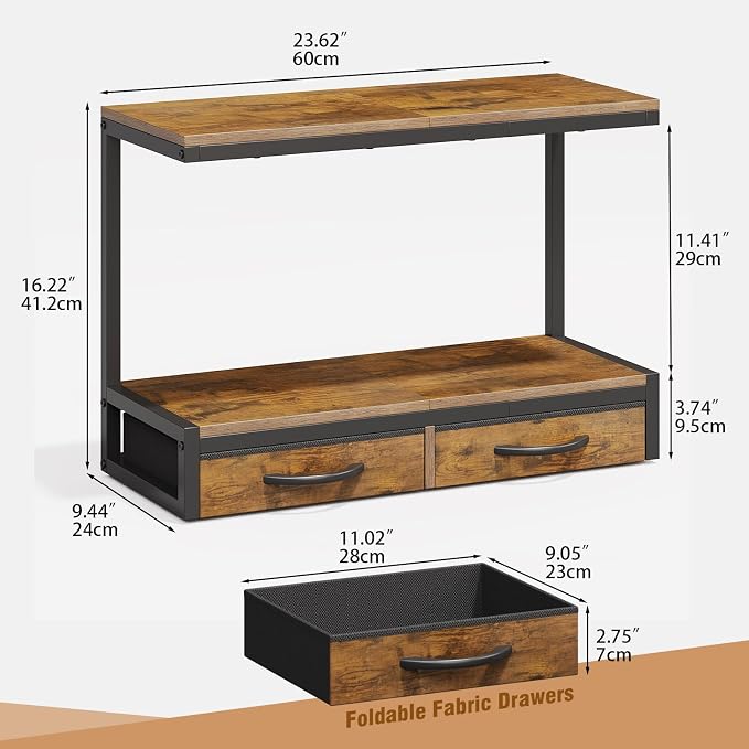 VENNQD Stand Compatible with Cricut Maker and Cricut Explore Air Series Stand Legs for 2 Cricut Machines Fully Open 2 Tier Desktop Craft Accessories Storage Organizer (Rustic Brown)