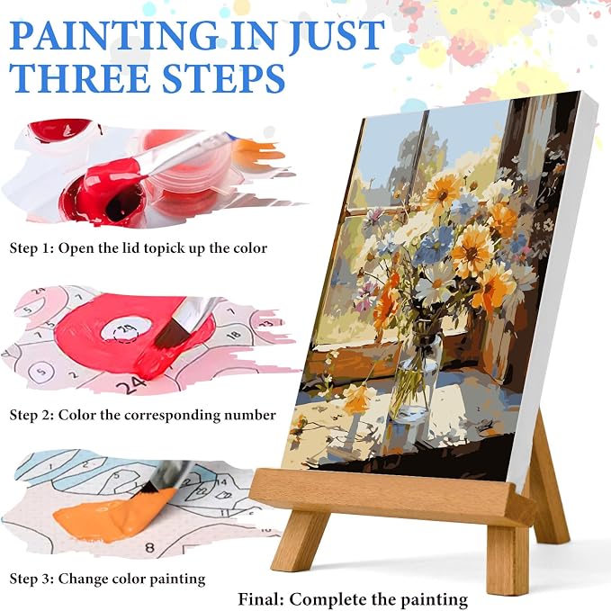 PRASIO Paint by Numbers Kit for Adults Beginner, Flower Easy Adult Paint by Number Kits on Canvas, DIY Acrylic Watercolor Oil Paint by Number for Adults for Home Decor Gift 16x20 Inch