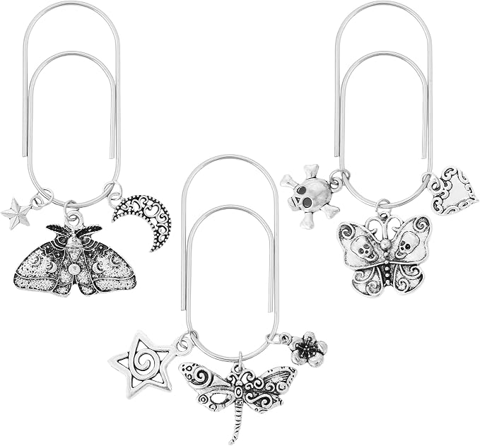 Paperclip Metal Planner Bookmark - 3 PCs Gothic Moth Gifts