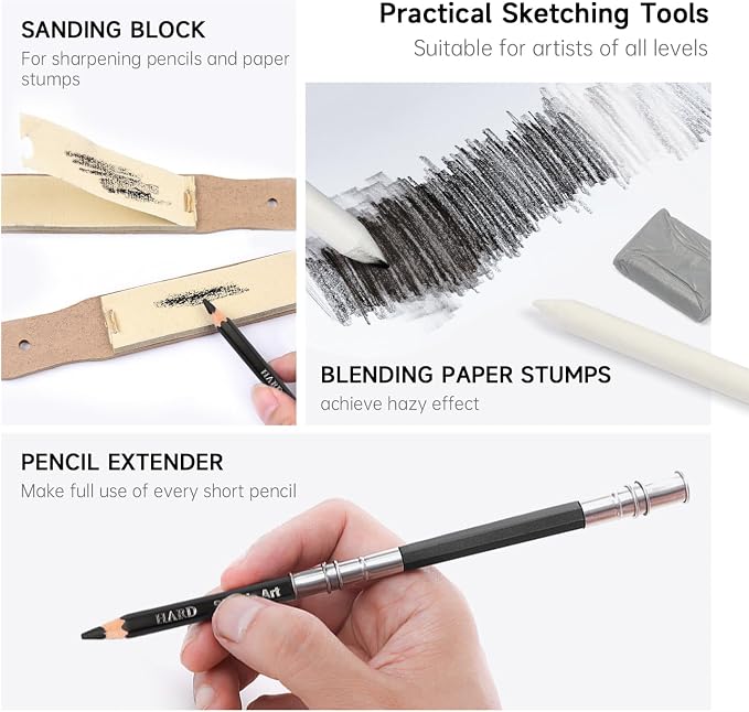Shuttle Art Sketching and Drawing Pencils Set, 37-Piece Professional Sketch Pencils Set in Zipper Carry Case, Drawing Kit Art Supplies with Graphite Charcoal Sticks Tool Sketch book for Adults Kids