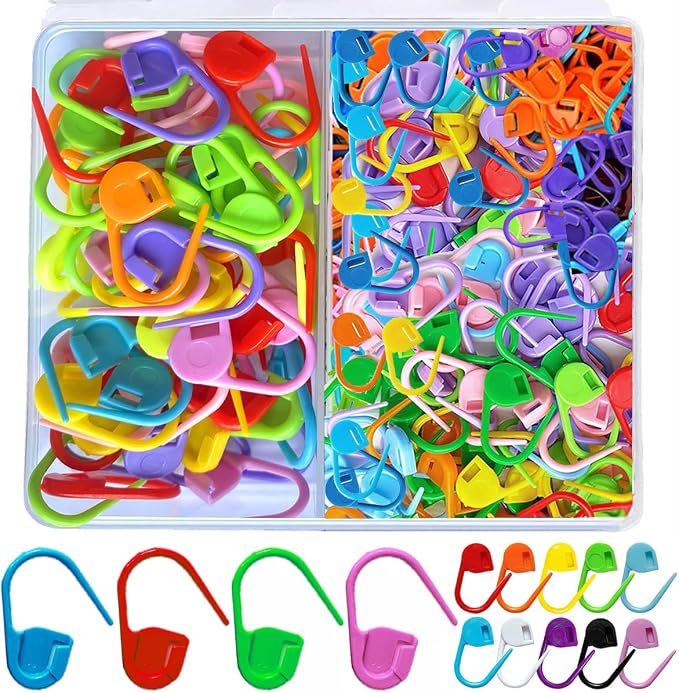 130Pcs Standard & Large Jumbo Locking Stitch Markers for Crocheting Knitting,Plastic Safety Pin Yarn Crochet Hooks Stitch Marker,Crochet Markers Clips Row Stitch Counter 2 Sizes (Assorted Color)