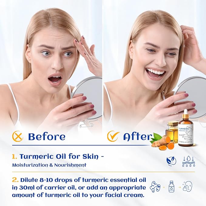 HIQILI Turmeric Oil for Face, Skin Care & Aromatherapy