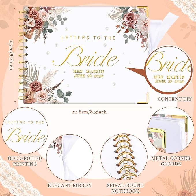 Letters to Bride Scrapbook,8.5 X 7 Inch,Vintage,Brown