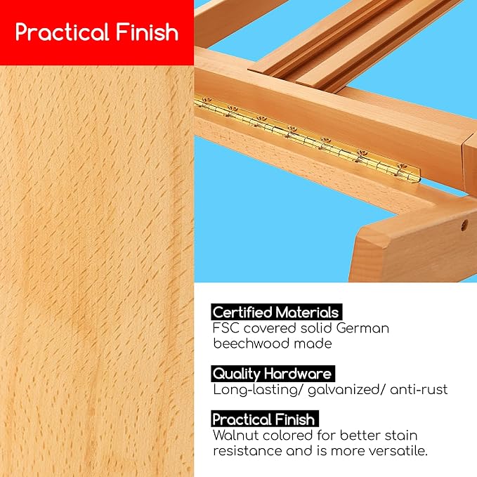MEEDEN Large H-Frame Easel, Easel Stand for Paintings, Painting Easels, Easel Stand for Display, Solid Beechwood Wooden Easels for Painting Canvas, Holds Canvases Up to 78", Natural Color | Solid Beech Wood Art Easels for Painting with Height & Angle A...