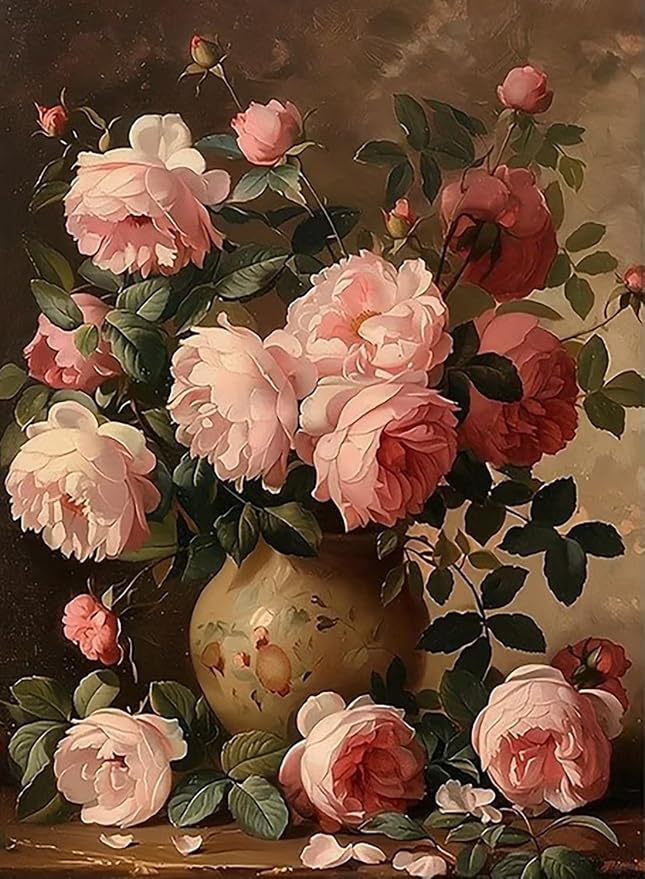 Diamond Art Kits for Adults,Vintage Flowers Diamond Painting Kits 12x16in