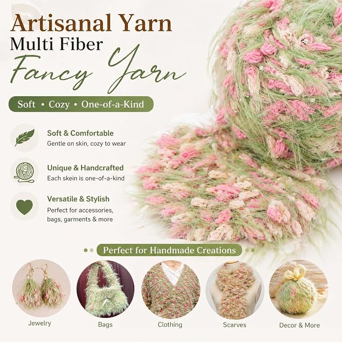 Artisanal Yarn Fancy Yarn Multifiber Blended Yarn Novelty Colorful Soft