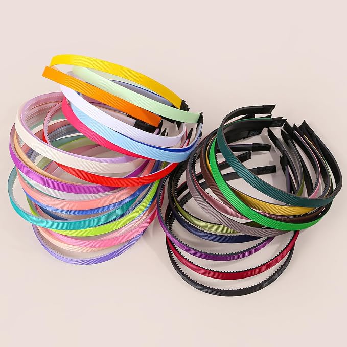 35Pcs Grosgrain Ribbon Headbands DIY Hair Bands for Women Girls
