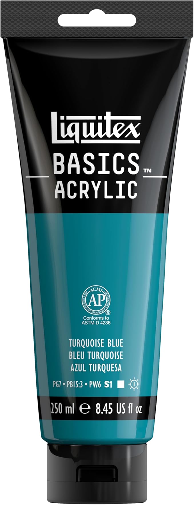 Liquitex BASICS Acrylic Paint, 8.5-oz Tube, Turquoise Blue | Medium Viscosity, Satin Finish, Lightfast, Fine Art Pigments, Range of Opacities, Easy Blending