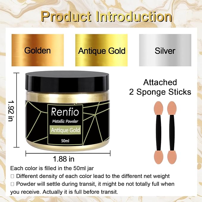 Renfio Metallic Pigment Powder,Silver Mica Powder for Resin