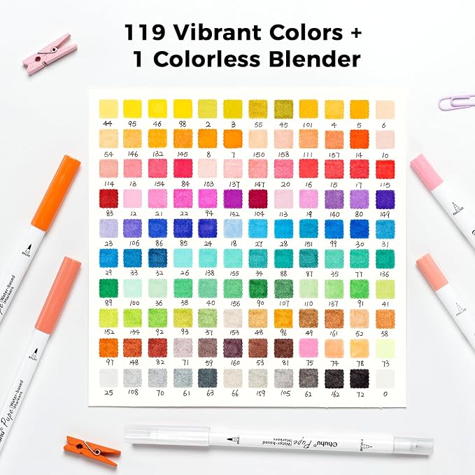 Ohuhu Adult Coloring Book Markers Paper-friendly Water-Based 120 Color-Pupe