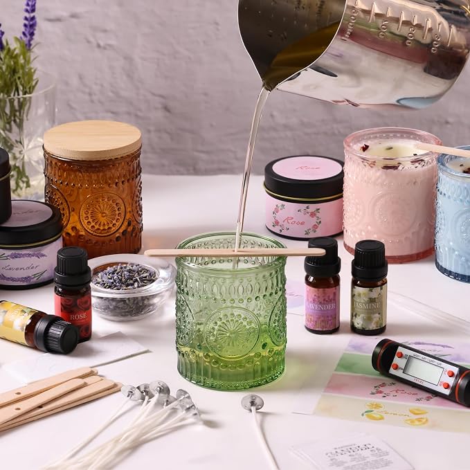 DARJEN Candle Making Kit for Adults, 8 Jars & Tins Soy Wax Scented DIY Set | 100% Soy Wax, 10oz Glass Jars, 4oz Tins, Cotton Wicks, Pleasant Scents, Instruction& More- Perfect as Home Decorations