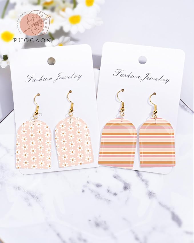 Daisy Polymer Clay Transfer Paper - 18 Pcs Spring Flower Gingham Clay Transfer Sheets for Earrings Jewelry Making