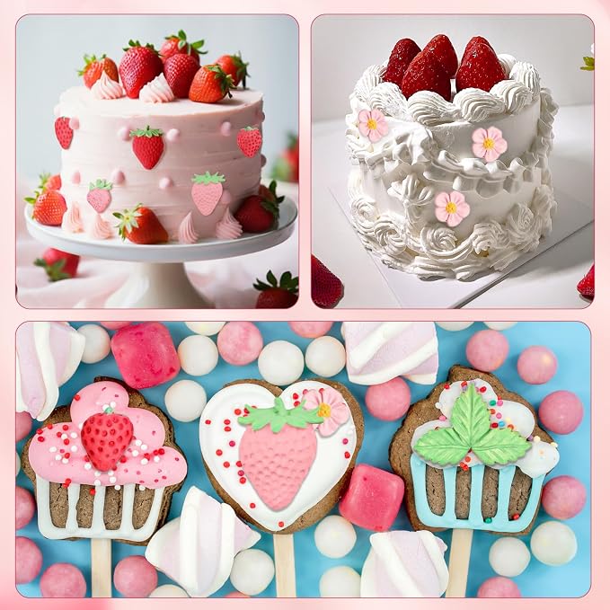 Pimoys 5 Pcs Strawberry Silicone Mold Set for Wax Melt Candy Cake