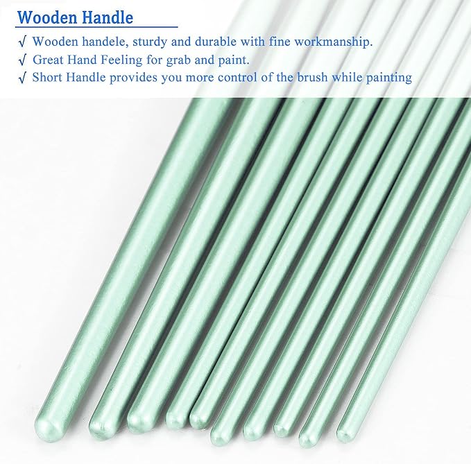 BOSOBO Paint Brushes Set, 6 Pack 60 Pcs Round Pointed Tip Paintbrushes Nylon Hair Artist Acrylic Paint Brushes for Acrylic Oil Watercolor, Face Nail Art, Miniature Detailing & Rock Painting, Green