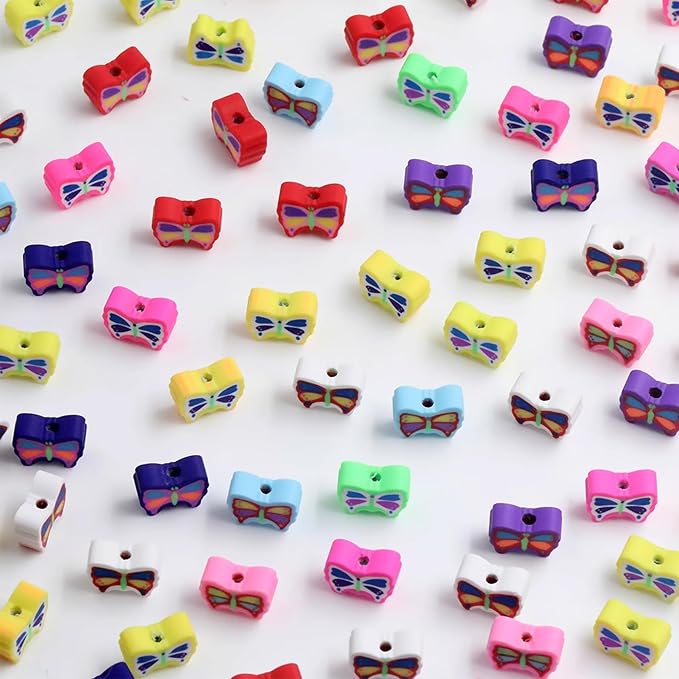 100 Pcs Butterfly Polymer Clay Beads Mixed Heishi Spacer Beads Supplies for DIY Bracelet Earring Necklace Jewelry Making