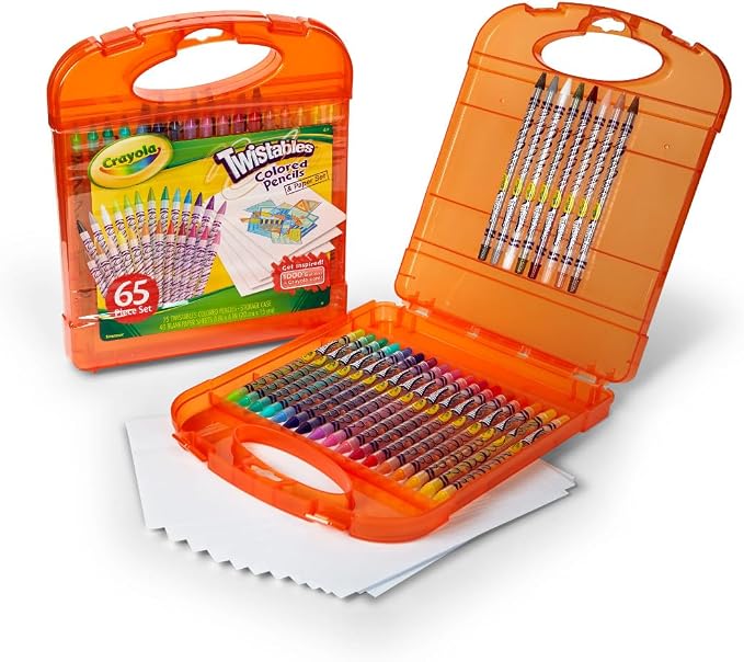 Crayola Twistables Colored Pencils Set 65 pieces (25 pencils + 40 paper sheets), Kids Drawing Kit, Portable Art Case, Kids Colored Pencils, Coloring Supplies, Gifts. | Portable Art Case, Kids Colored Pencils, Coloring Supplies, Gifts