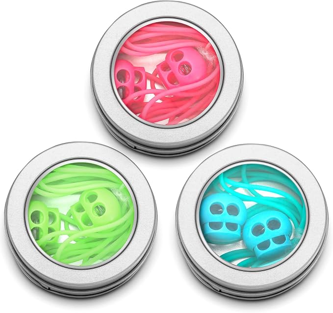 GliCraft 3 Pack Silicone Knitting Stitches Holder Barber Cord Stitch Markers Knit Stitches Keeper with Needle Stoppers in a Storage Tin for Craft