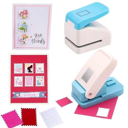 2Pcs /Set 1.1x0.9/1x0.8 Postage Stamp Embossing Punch; Punches Score Tools for Scrapbooking Journaling Paper Craft DIY Card Making Paper Crafting Scrapbooking DIY Card Making Arts Crafts Supplies