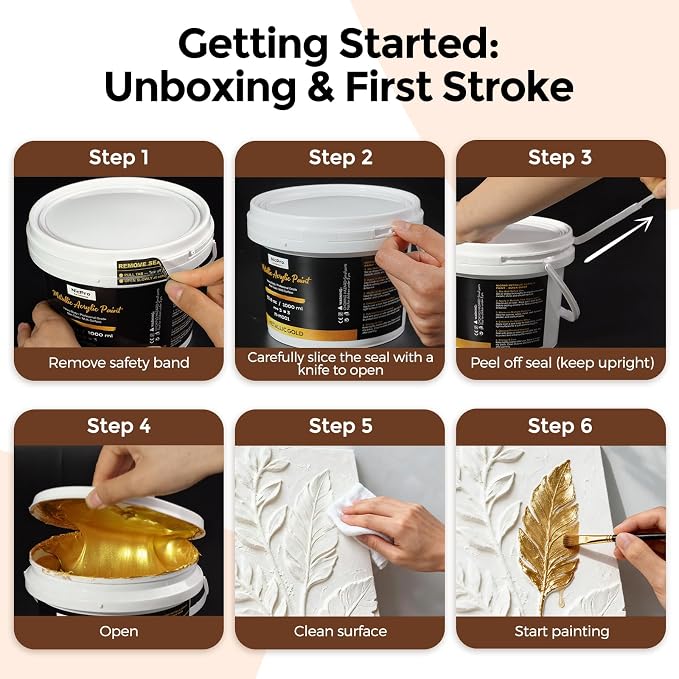 Nicpro Metallic Gold Acrylic Paint, 69oz/2040ml Large Gold Leaf Paint | Non Toxic, Non Fading Craft Paints for Metal, Wood, Clay, Fabric, Canvas, Furniture, Handcrafts, Art Supplies