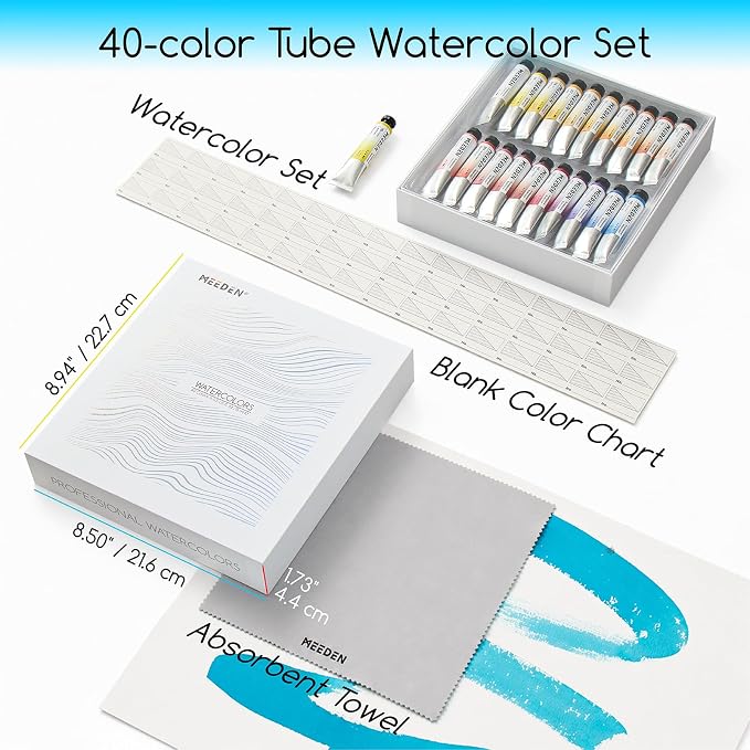 MEEDEN Professional Watercolor Paint Set: 40 x 15ml (0.5 oz) Colors Tubes