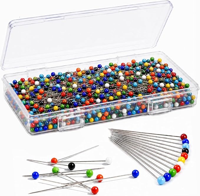 MINTHE 600PCS Sewing Pins for Fabric, Straight Pins Sewing with Pearlized Colored Heads, Quilting Supplies, Pearl, Stick, Corsage, Head